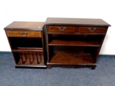 A set of open shelves fitted with two drawers,