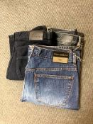 A pair of Hugo Boss pre-worn jeans, waist 32", together with a pair pof Hugo Boss moleskin jeans,