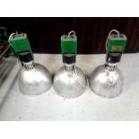 Three Thorn industrial halogen hanging light fittings