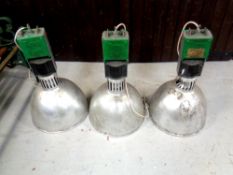 Three Thorn industrial halogen hanging light fittings