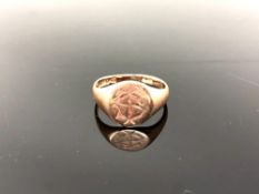 A 9ct yellow gold signet ring, size O, 3.3g.