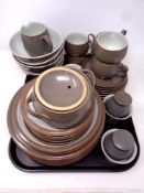 A tray of forty-one pieces of Denby tea and dinner ware