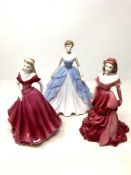 Three Coalport figures; Ladies of Fashion Belinda and Valerie, together with Evening Elegance no.