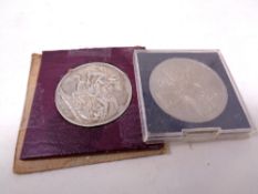 An 1896 silver crown and a five shilling piece