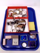 A tray containing a quantity of assorted lady's and gent's wristwatches,