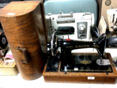 A 20th century Singer hand sewing machine in case