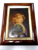 An antiquarian oil on canvas, portrait study of a girl, signed E. Sneath, 19.