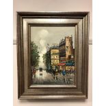 Antonio Devity (1901-1993) Parisian street scene, oil on canvas, 39cm by 29cm.