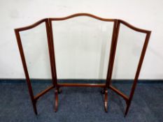 A 19th century mahogany framed glass three way fire screen