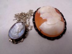 A cameo brooch and pendant