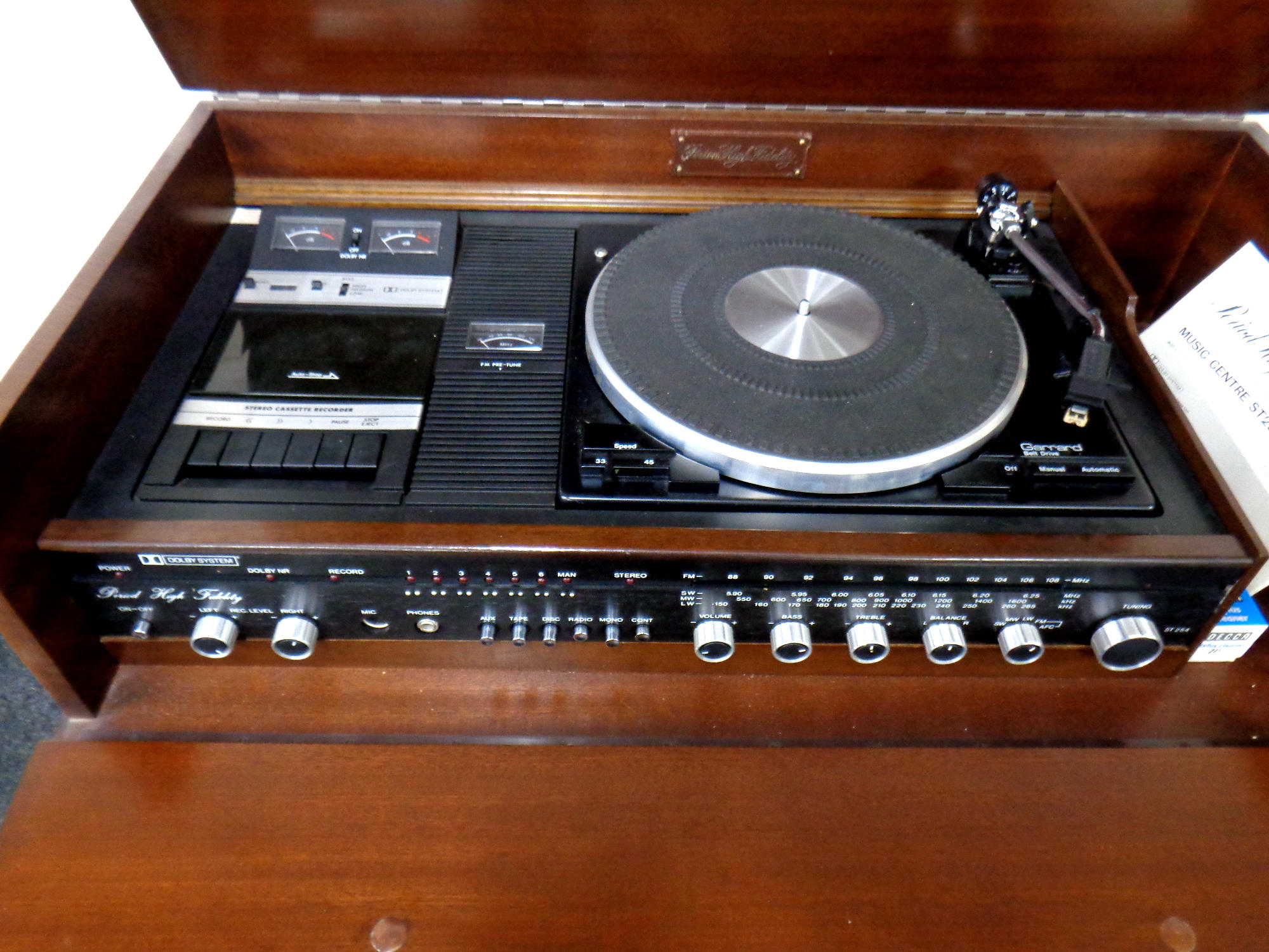 A period High Fidelity ST254 Series music centre with Garrard turntable in an inlaid mahogany - Image 2 of 2