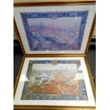 Two colour prints - views of Newcastle and Gateshead in the reign of King George III,