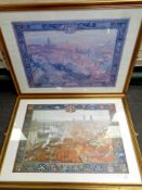 Two colour prints - views of Newcastle and Gateshead in the reign of King George III,