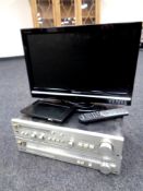 A Grundig 19'' LCD TV DVD with remote together with a digital photo frame and two hifi separates,