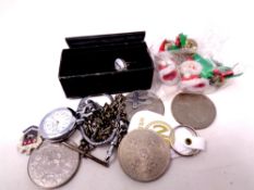 A quantity of costume jewellery, coins,