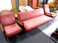 A Guy Rogers 'Manhattan' teak framed three piece lounge suite comprising of day bed with tilting