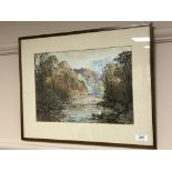 John Arthur Dees (1875-1959), River landscape, watercolour, 38cm by 26cm.