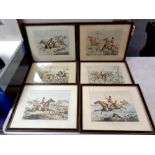 A set of six Georgian hand coloured hunting prints by Henry Alken,