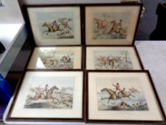 A set of six Georgian hand coloured hunting prints by Henry Alken,