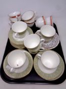 A tray containing six Royal Doulton Sonnet china trios together with a further New Chelsea