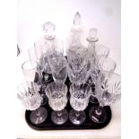 A tray containing assorted glassware to include wine and champagne glasses,