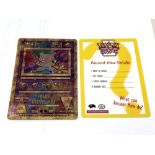 Pokemon - An original Ancient Mew holographic shiny card with details card.