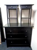 An Ikea Hemnes three drawer chest together with pair of matching bedside stands fitted a drawer