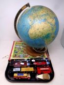 A tray containing a Danish scan globe,