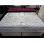 A 6' storage divan set Sealey Posturepedic Arctic Lights mattress and a fabric upholstered