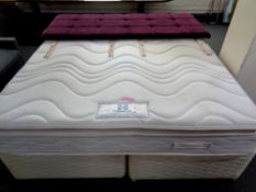 A 6' storage divan set Sealey Posturepedic Arctic Lights mattress and a fabric upholstered