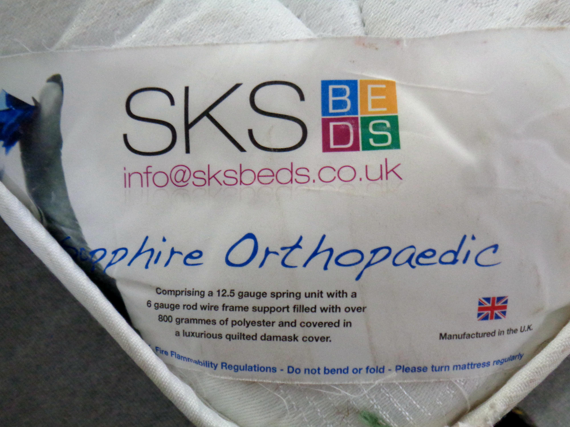 A pair of SKS Sapphire Orthopedic 3' divan sets (zipped together to make 6' bed) - Image 2 of 2