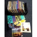 A box containing vinyl LPs and box sets to include compilations,