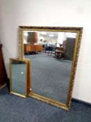 A gilt framed overmantel mirror, glass 75 x 100 cm,