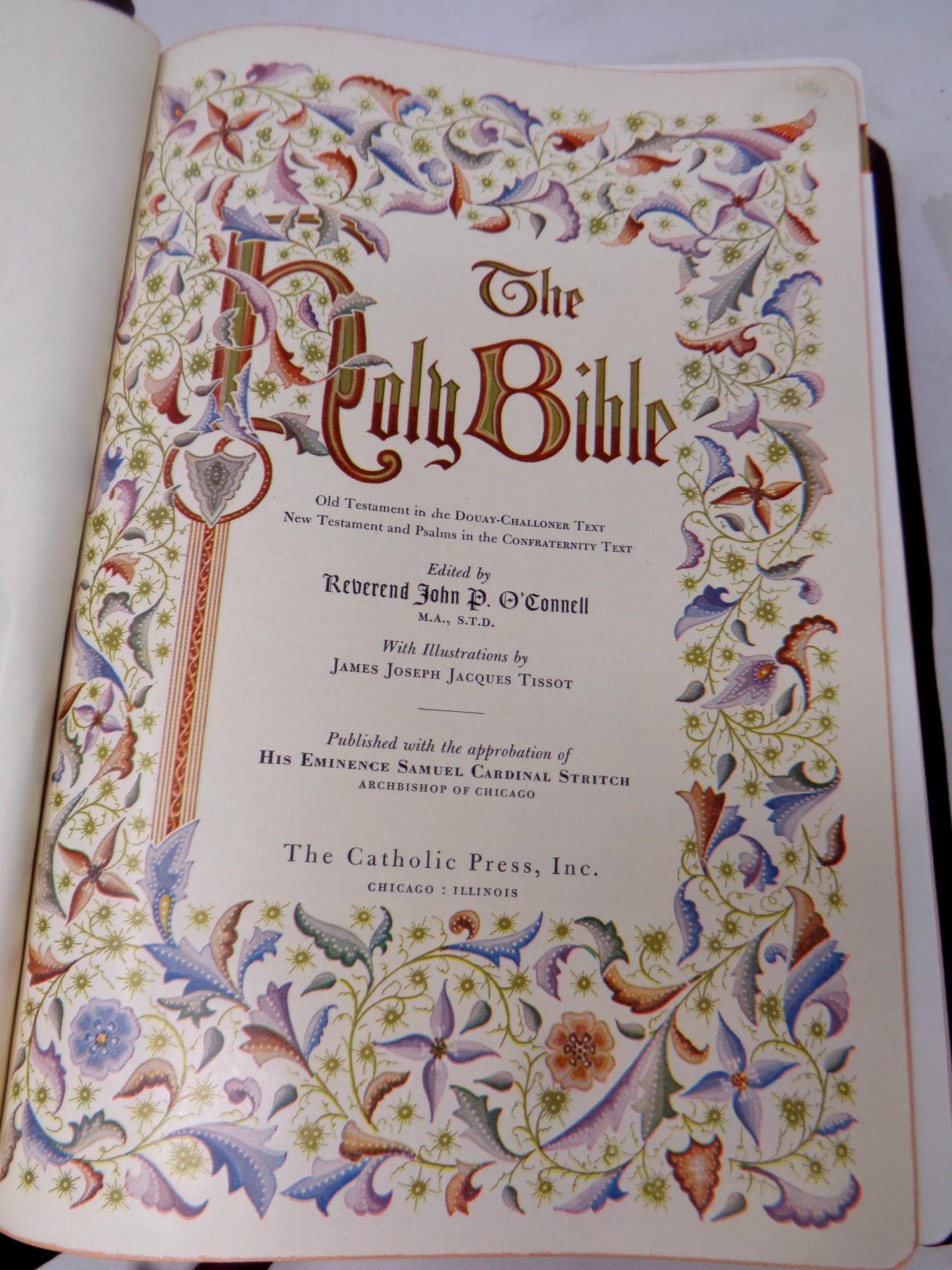 A Catholic Press leather bound holy bible together with a crucifix - Image 2 of 2