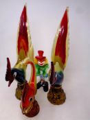 A tray containing four pieces of Venetian glassware to include Murano glass clown,