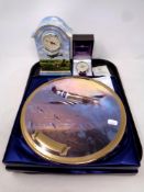 A tray containing Bradford Exchange 60th Anniversary of D Day plate (boxed),