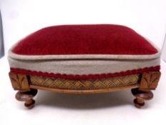 A Victorian mahogany marquetry inlaid footstool