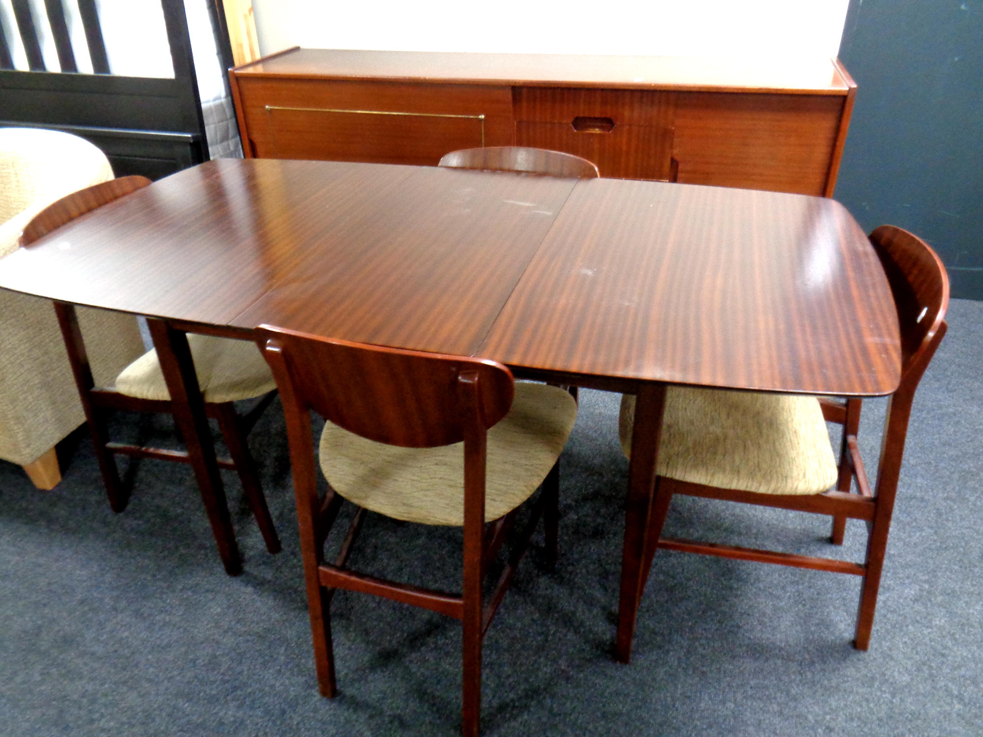 A mid 20th century CWS Furniture six piece teak dining room suite comprising of sideboard, - Image 2 of 3