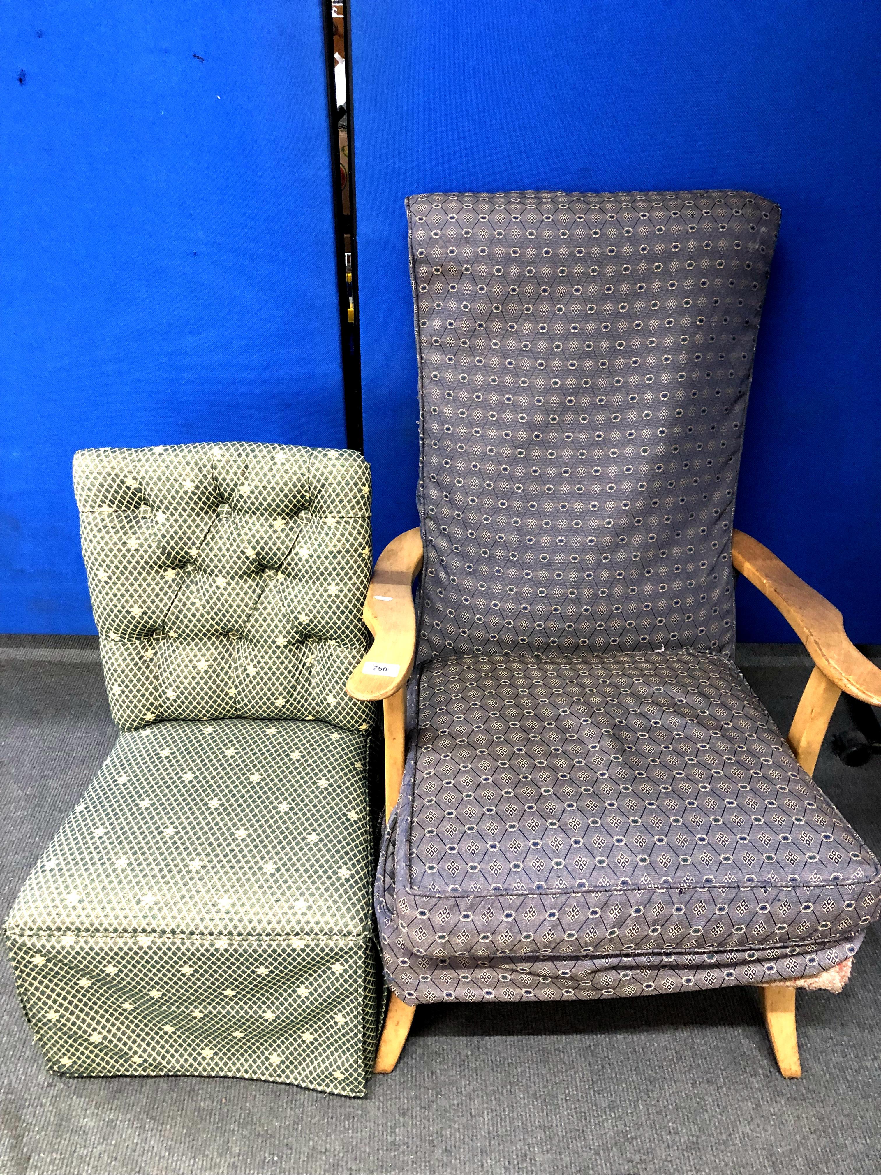 A mid 20th century armchair and a bedroom chair