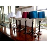 Ten beech table lamps with shades