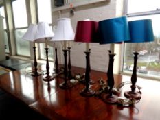 Ten beech table lamps with shades