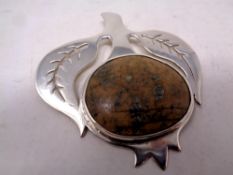 A silver plated Scottish pendant with polished stone