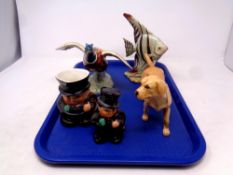 A tray containing a Beswick 850 pheasant ornament together with a Beswick 1047 fish ornament (as