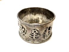 A Chinese silver napkin ring by Wang Hing, stamped Wang Hing 90,