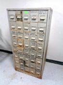 A 20th century metal forty drawer index chest, height 132.