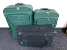 Two graduated Samsonite luggage cases together with a further Tripp luggage case