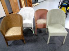 Four 20th century loom basket chairs