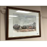 W D Gowdy (Contemporary), Boat Yard, Los Christianos, watercolour, 30cm by 20.5cm.