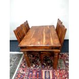 A Mexican style hardwood dining room table, 80 x 120 cm,