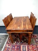 A Mexican style hardwood dining room table, 80 x 120 cm,